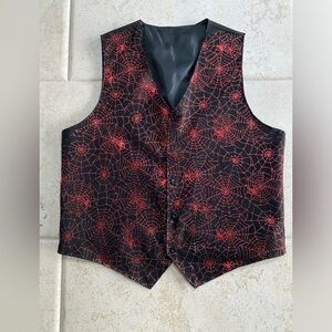Halloween Theme Vest Costume Colors, Black/Red 
Spider Web Design Size 46/L
